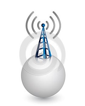 Wireless tower with radio waves