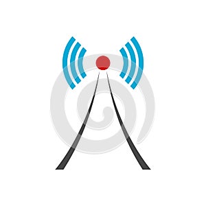 Wireless tower with waves, Tower icon, Tower logo