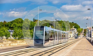 Wireless tram on Pont Wilson Bridge in Tours