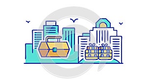 Wireless Urban Network: Connected City Infrastructure, vector design Generative AI