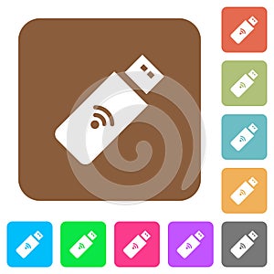 Wireless usb stick rounded square flat icons photo