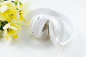 wireless white music headphones.