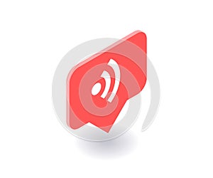 Wireless and wi-fi icon, vector symbol in flat isometric 3D style isolated on white background. Social media illustration