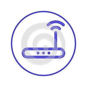 Wireless wi-fi router circular line icon. Round sign. High speed internet connection flat style vector symbol.