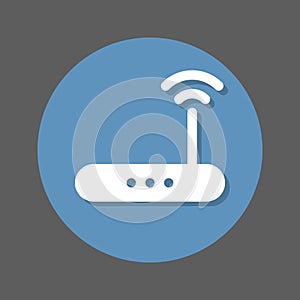 Wireless wi-fi router flat icon. High speed internet connection round colorful button, circular vector sign with shadow effect.