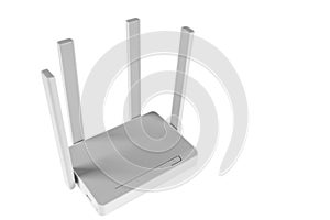 Wireless Wi-Fi router isolated on white background. wifi technology concept. White wireless internet router isolated. Cable modem