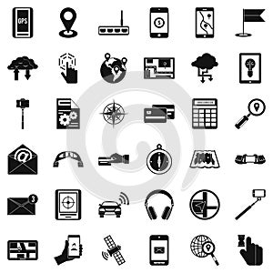 Wireless widget icons set, simple style