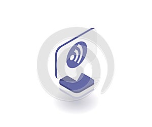 Wireless and wifi icon, vector symbol in flat isometric 3D style isolated on white background. Social media illustration