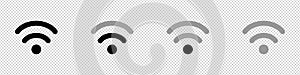 Wireless and wifi icon. Wi-fi signal symbol. Internet Connection. Wi-fi signal on transparent background. Vector illustration