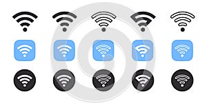 Wireless and wifi icons. Wifi signal icons. Wireless internet symbol. Vector icons