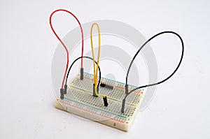 Wires connected on protoboard panel
