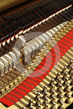The wires of a piano