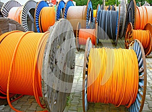 Wires on wooden spool