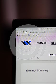 Wirestock logo on an opened laptop LCD screen