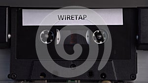 Wiretap Audio Recording in Cassette Tape Deck Player, Spying in 1980's, Close Up