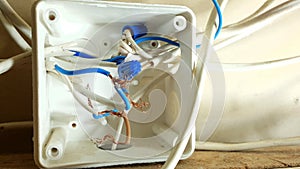 wiring connections in the mounting box, electrical repairs in the house