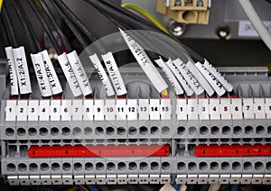 The wiring connections to the terminal