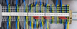 Wiring in a switchboard - colored cable connections