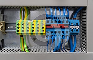 wiring in a switchboard - colored cable connections