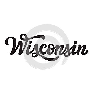 Wisconsin. Hand drawn lettering text