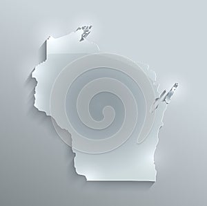 Wisconsin map glass card paper 3D blank