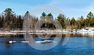 Wisconsin River in Merrill, Wisconsin starting to melt