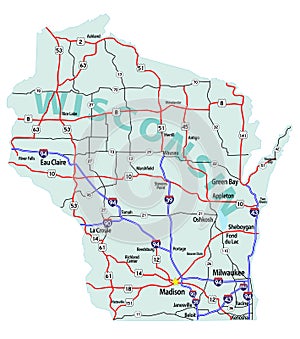 Wisconsin State Interstate Map photo