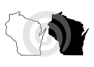 Wisconsin state map outine and flat silhouette icon design