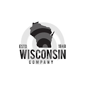 Wisconsin state map outline logo design