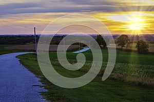 Wisconsin sunset over the ridges and valleys