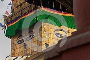 Wisdom eyes of Buddha at Swayambhunath, Kathmandu, Nepal