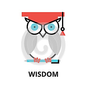 Wisdom icon, flat thin line vector illustration