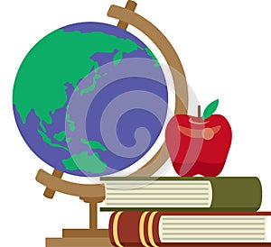 Wisdom and knowledge Globe, apple and book