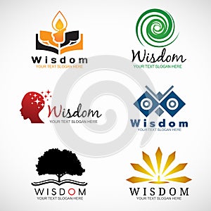 Wisdom and knowledge logo vector set design