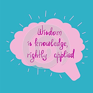 Wisdom is knowledge, rightly applied motivational quote lettering.