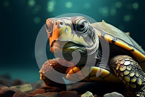 Wisdom symbolized by a high res image of a charming green turtle