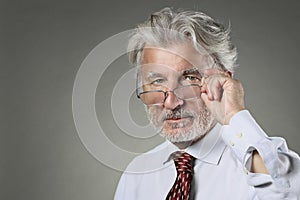 Wise businessman with white hair and beard
