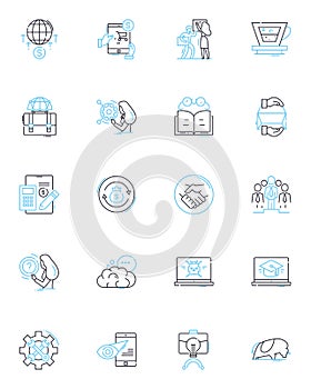 Wise choice linear icons set. Prudent, Smart, Shrewd, Wise, Clever, Sensible, Judicious line vector and concept signs photo