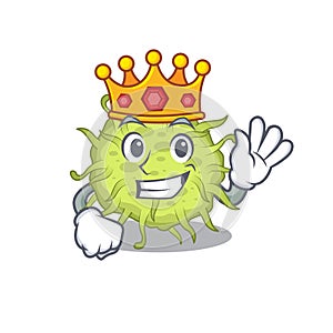 A Wise King of bacteria coccus mascot design style