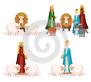 Wise kings and baby jesus manger characters