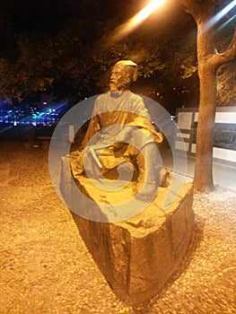 Wise Man Statue in Glowing