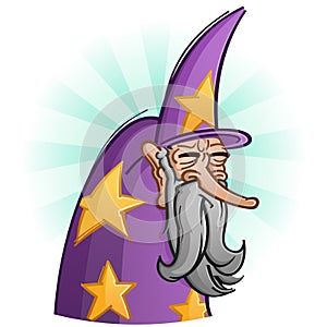 Wise Old Bearded Wizard Cartoon Character