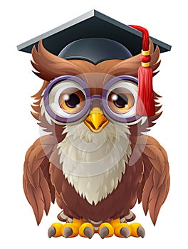 Wise Old Owl Bird Cartoon Graduation Professor