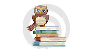 Wise Owl on Books, Knowledge, Education, Lifelong Learning, vector design Generative AI