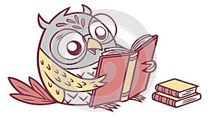 Wise Owl Character Reading a Book, Education and Learning Theme, vector design Generative AI