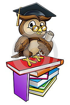 Wise Owl Graduate Teacher Cartoon Character