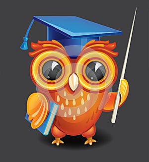 Wise owl in graduation cap