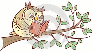 Wise Owl Reading Book, Knowledge and Education Symbol Vector, vector design Generative AI photo