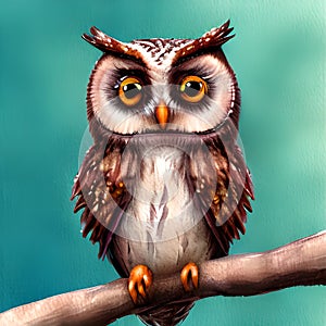 Wise owl, symbol of education, cute illustration for use on educational materials or educational websites ai Generated, generative