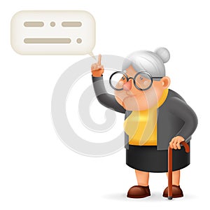 Wise Teacher Guidance Granny Old Lady Character Cartoon 3D Design Vector illustration